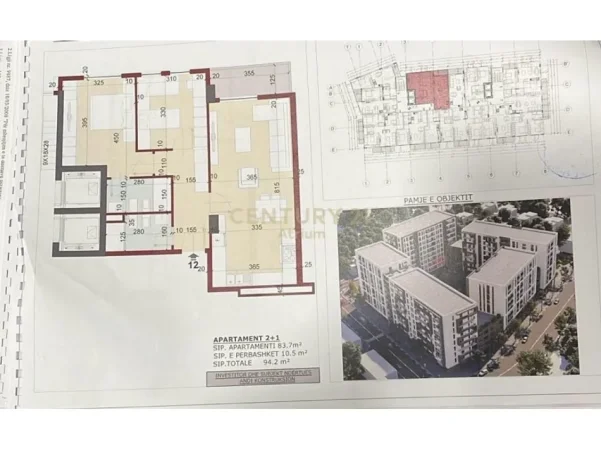 Tirane, shes apartament 2+1+Aneks+Ballkon Kati 2, 94 m² 183.700 € 