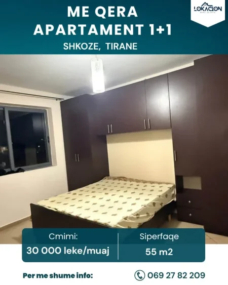 Tirane, jepet me qera apartament 1+1 Kati 3, 56 m² 320 € (rruga ali shefqeti, Shkoze)