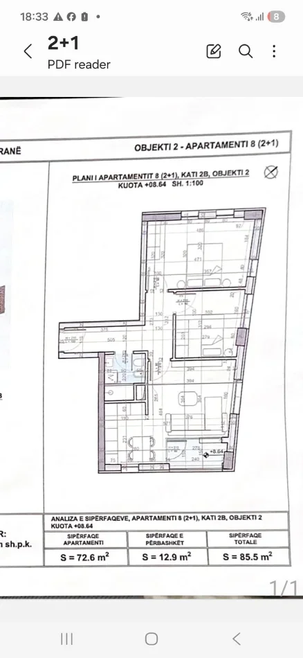 Tirane, shitet apartament 2+1+Ballkon Kati 2, 85 m² 132.000 € (RRUGA LONI LIGORI)