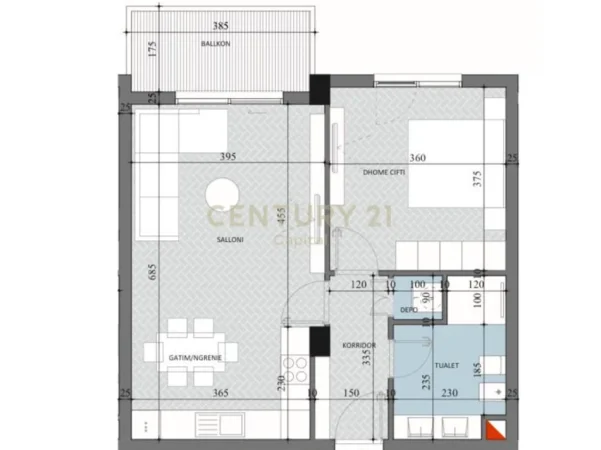 Tirane, shitet apartament 1+1 Kati 4, 77 m²