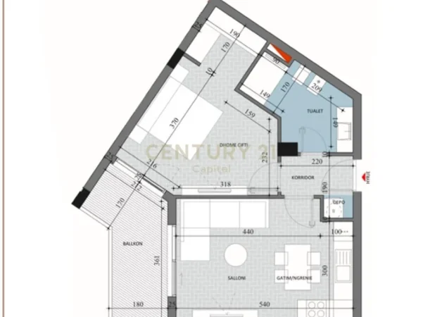 Tirane, shitet apartament 1+1 Kati 6, 74 m² 88.400 € 