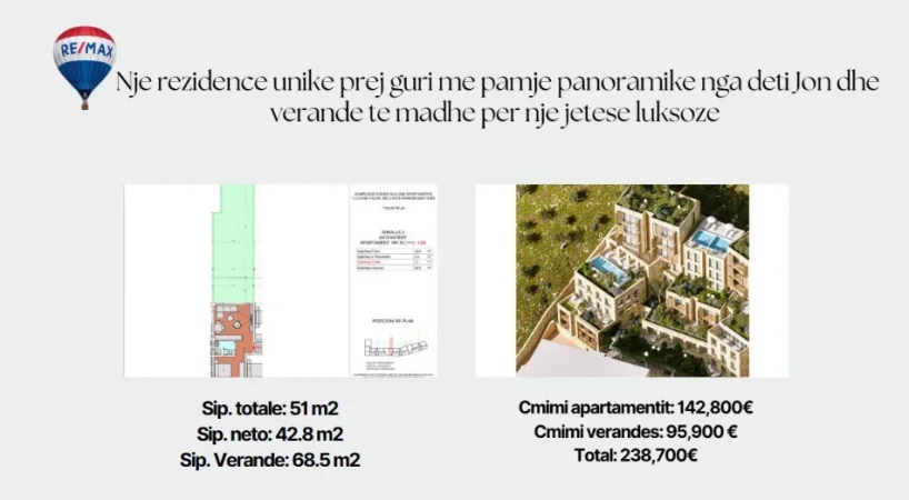 Vlore, shitet apartament ne plazh 1+1 Kati 4, 51 m² 238.700 € (Potam, Himare)