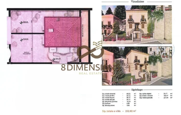 Korce, shitet Vile 4+1+Ballkon Kati 0, 220 m² 355.960 € (mali i thate)