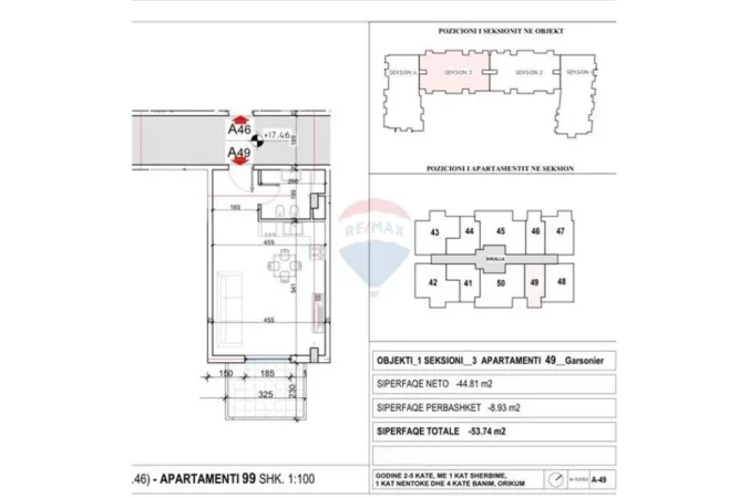 Vlore, shitet apartament 1+1+Ballkon Kati 5, 53 m² 75.300 € (Orikum, Vlore)