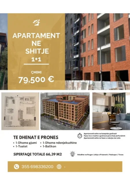 Tirane, shes apartament 1+1+Ballkon Kati 2, 79.500 € (Rr.Lidhja e Prizerenit, Paskuqan)