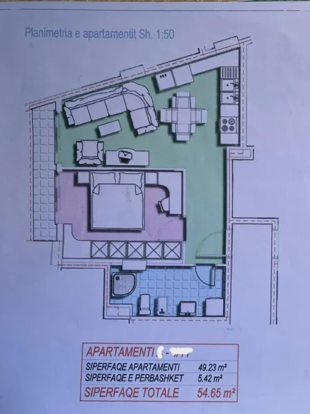 Tirane, shitet apartament 1+1+Aneks+Ballkon Kati 5, 55 m² 82.000 € (Astir)
