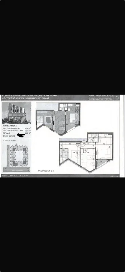 Tirane, shitet apartament 2+1+Ballkon Kati 9, 96 m² (Dritan hoxha)