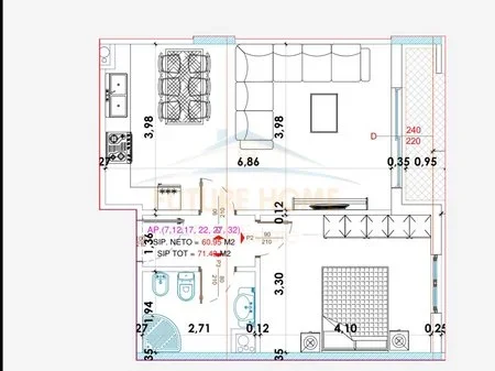 Shqiperi, shitet apartament 1+1 Kati 2, 71 m² 107.000 € 