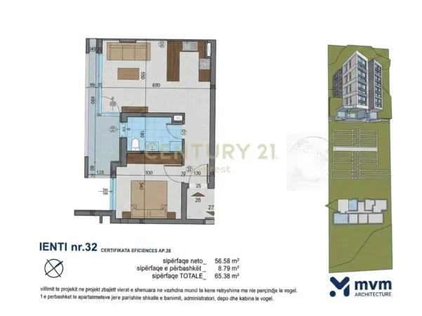 Tirane, shes apartament 1+1+Aneks+Ballkon Kati 5, 62 m² 120.000 € 