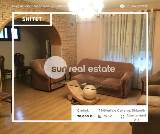 Shkoder, shitet apartament 2+1 Kati 1, 75 m² 70.000 € (MEHALLA E CAKAJVE)