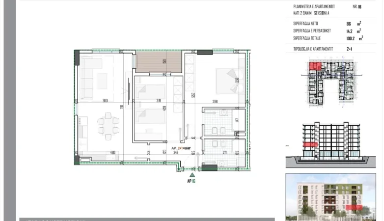 Tirane, shitet apartament 2+1 Kati 2, 100 m² 114.000 € (PAION RESIDENCE , PASKUQAN)