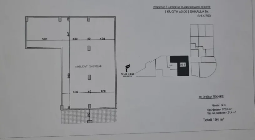 Tirane, shitet dyqan Kati 0, 194 m² 650.000 € (CASA ITALIA)