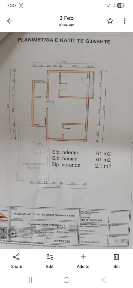 Tirane, shitet nga Pronari, pa-komision apartament 2+1+Ballkon Kati 7, 63 m² 131.000 € (rruga bardhok biba)