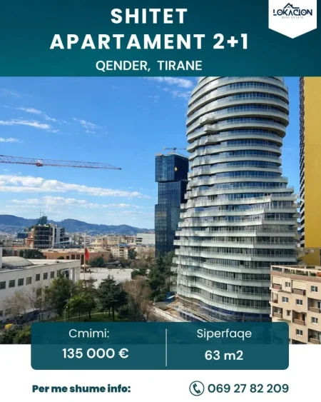 Tirane, shitet nga Pronari, pa-komision apartament 2+1+Ballkon Kati 7, 63 m² 131.000 € (rruga bardhok biba)