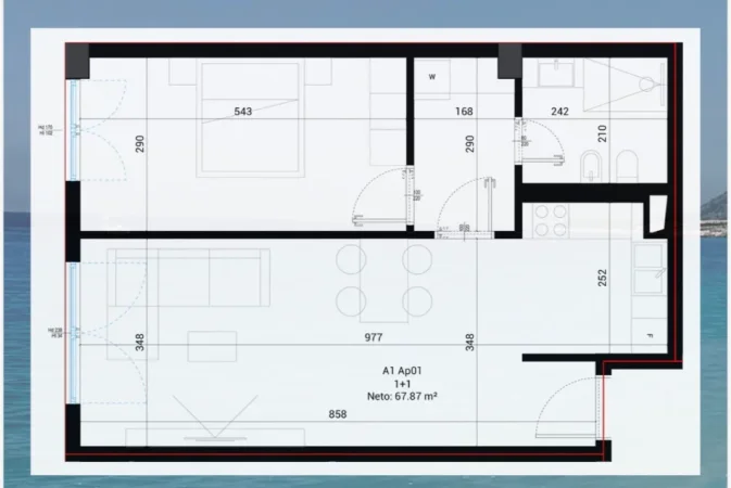 Vlore, shitet apartament 1+1 Kati 1, 80 m² 224.000 € (Drimadhe)