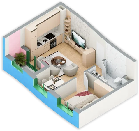 Tirane, shitet apartament 1+1 Kati 3, 52 m² (rruga e vrapeve)