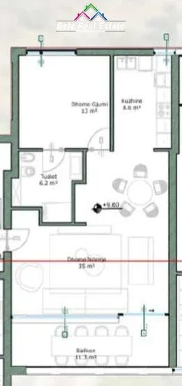 Tirane, shes apartament 1+1+Ballkon Kati 1, 99 m² 128.000 € (farke)