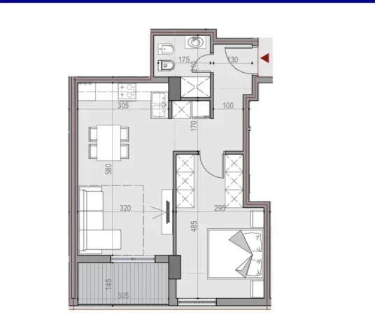 Tirane, jepet me qera apartament 1+1+Ballkon Kati 5, 60 m² , 39.000 Lekë (Univers City)