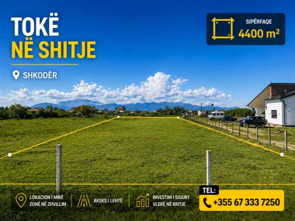 Shkoder, shitet toke(nderrohet), 4.400 m² ish-Fusha e Aviacionit.
