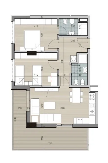 Tirane, shitet apartament 2+1+Ballkon , 118 m² (Univers City, QTU)