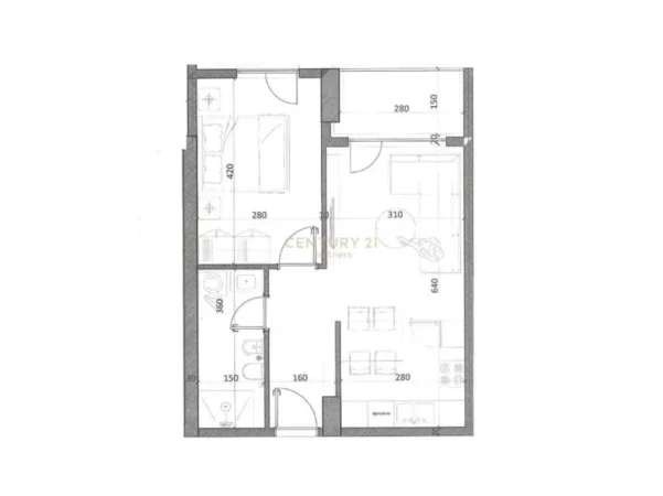 Tirane, shitet apartament 1+1 Kati 7, 60 m² 51.390 € 