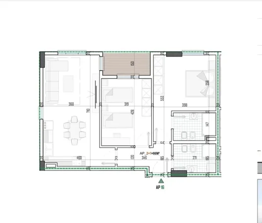 Tirane, shitet apartament 2+1 Kati 2, 100 m² 114.000 € (Paskuqan)