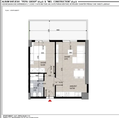 Tirane, shitet apartament 1+1+Aneks+Ballkon Kati 5, 85 m² 136.800 € (Fusha e Aviacionit)