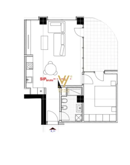 Tirane, shitet apartament 1+1+Ballkon Kati 7, 84 m² 93.000 € (ASTIR)