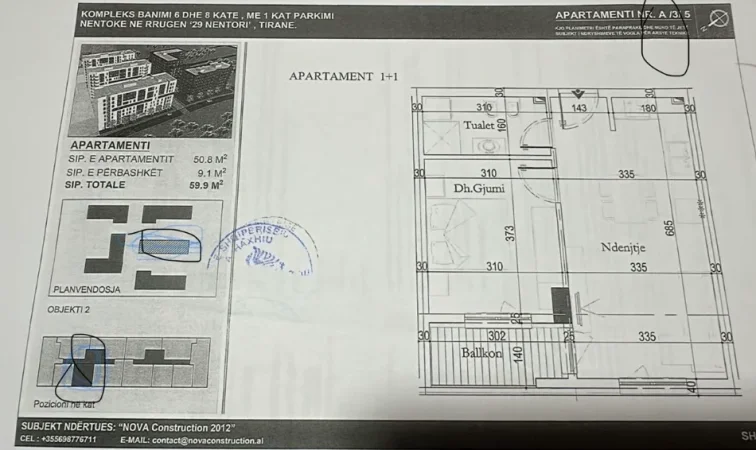 Tirane, shitet nga Pronari, pa-komision apartament 1+1 Kati 3, 59 m² 90.000 € (29 Nentori)