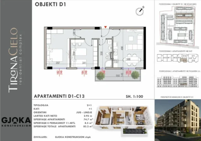 Tirane, shitet nga Pronari, pa-komision apartament 2+1+Ballkon , 83 m² 149.000 € (mjull-bathore)