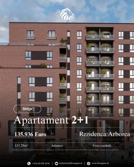 Tirane, shes apartament 2+1 , 113 m² 135.000 € 