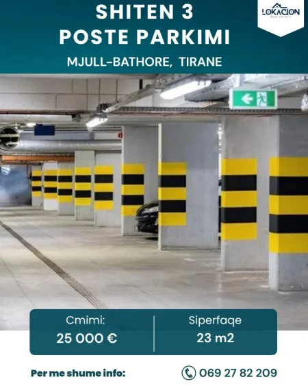 Tirane, shitet nga Pronari, pa-komision garazh | post parkimi Kati -1, 23 m² (mjull-bathore)