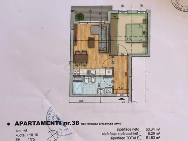 Tirane, shitet apartament 1+1+ POST PARKIMI ,Kati 5, 62 m² 120.000 € (Ish Fusha e Aviacionit)
