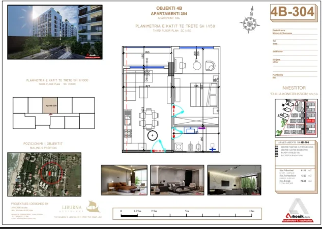 Durres, shitet apartament 1+1+Aneks+Ballkon Kati 3, 73 m² 85.780 € 