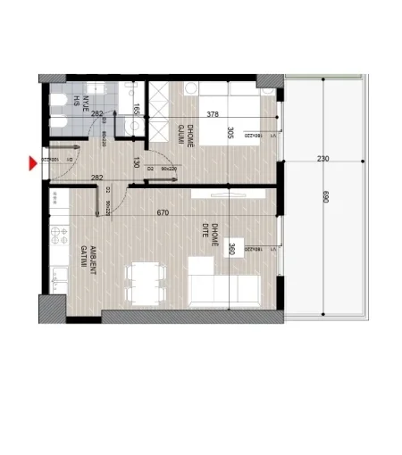 Shqiperi, shitet apartament 1+1+Ballkon Kati 6, 85 m² 136.896 € (Fusha e Aviacionit)