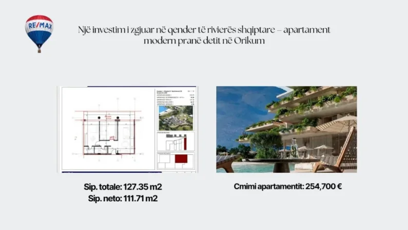 Radhime - Orikum, shitet apartament 2+1 , 127 m² 254.700 € (Orikum, Vlore)