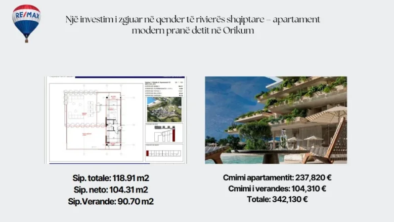 Radhime - Orikum, shitet apartament+verande | Penthouse 2+1+Ballkon Kati 3, 118 m² 342.130 € (Orikum, Vlore)