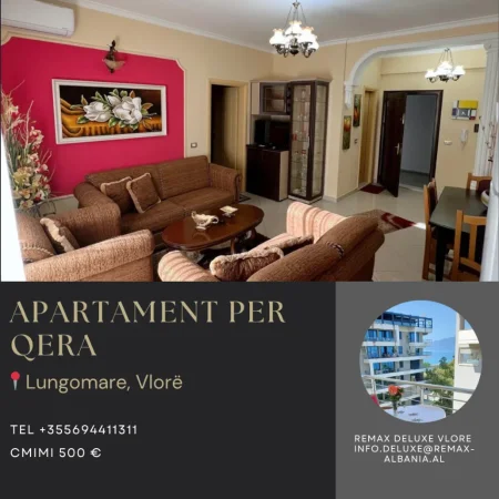 Vlore - Lungomare, jepet me qera apartament 1+1 Kati 7, 75 m² 500 € (Lungomare, Vlorë)