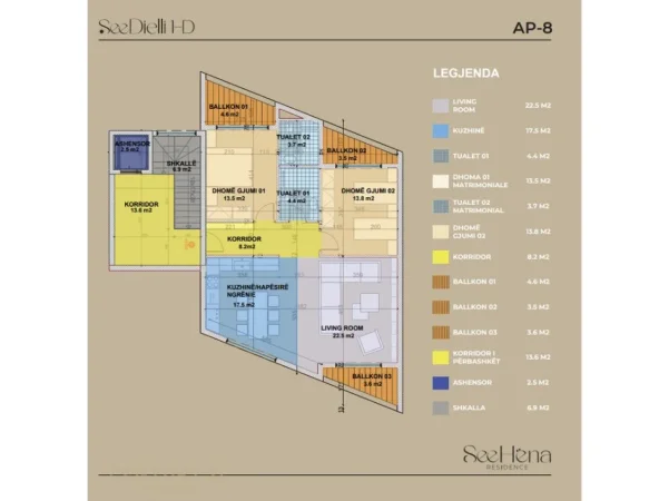 Tirane, shitet 2+1+Ballkon , 124 m² 261.030 € 