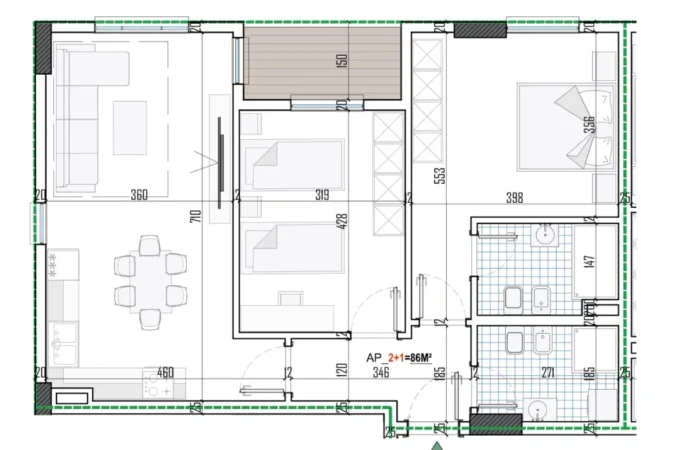Tirane, shitet apartament 2+1+Ballkon , 100 m² 117.000 € (Paion Residence, Paskuqan)