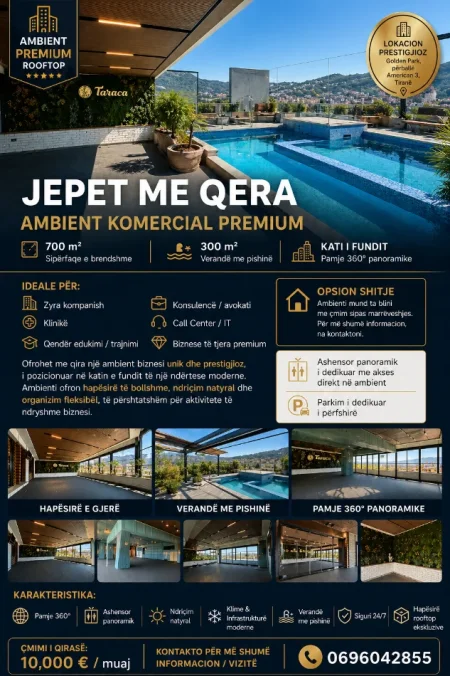 AMBIENT BIZNESI PREMIUM ME QERA – ROOFTOP EKSKLUZIV NË TIRANË