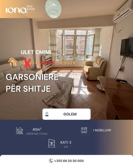 Golem, shitet garsonier 1+1 Kati 3, 40 m² 56.000 € 