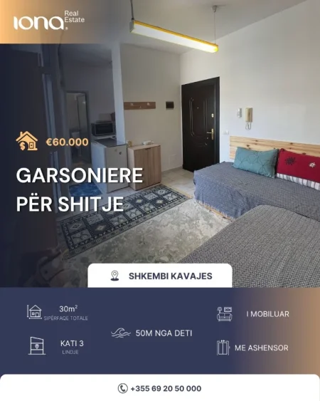 Shkembi Kavajes, shitet garsonier 1+1 Kati 5, 30 m² 60.000 € 