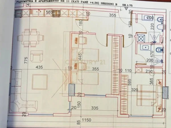 Tirane, shitet apartament 2+1 Kati 1, 108 m² 99.000 € 
