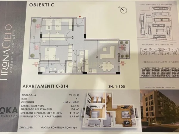 Tirane, shitet apartament 2+1 Kati 2, 115 m² 202.000 € 