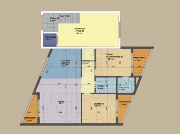 Tirane, shitet apartament 2+1+Ballkon Kati 3, 131 m² 274.260 € (Mjull-Bathore)