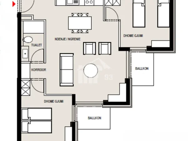 Durres, shitet apartament 2+1 Kati 3, 91 m² 264.973 € (KEPI I RODONIT RESIDENCE)