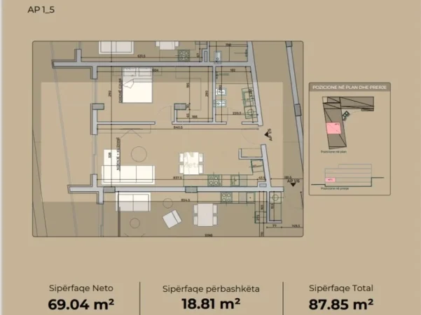 Tirane, shitet apartament 1+1 Kati 1, 88 m² 184.000 € 
