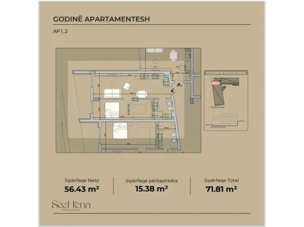 Tirane, shitet apartament 1+1 , 72 m² 151.000 € 