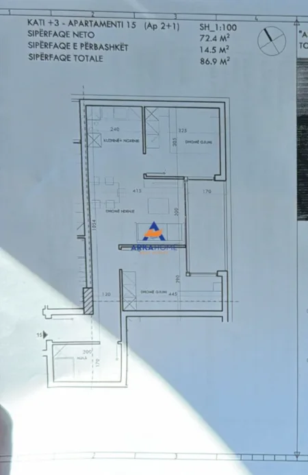 Tirane, shitet apartament 2+1+Ballkon Kati 3, 86 m² 104.280 € 